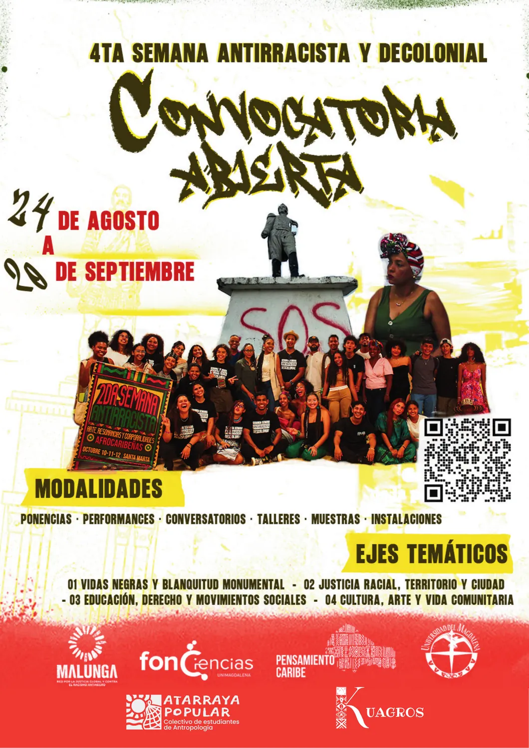Afiche de la convocatoria abierta de la 4ta Semana Antirracista y Decolonial