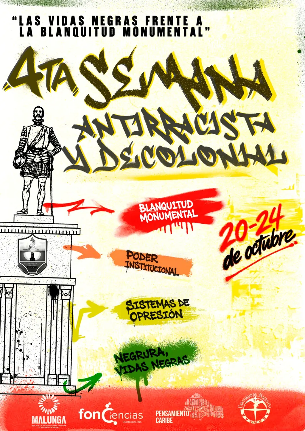 Póster oficial de la 4ta Semana Antirracista y Decolonial, 20 al 24 de octubre de 2026
